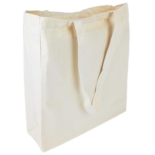 Cottonbagjoe Jutebeutel aus strapazierfähigem Jeansstoff mit Seiten- und Bodenfalte, unbedruckt, mit zwei langen Henkeln, Größe: 38x42x10cm