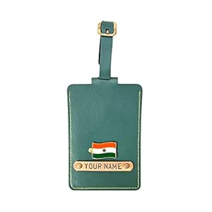 The Bling Stores Personalized Luggage Tag for Men and Women with Name and 1 Charms, Identification Tags for Bags/Backpacks and Suitcase, Best Travel Gifts – Green