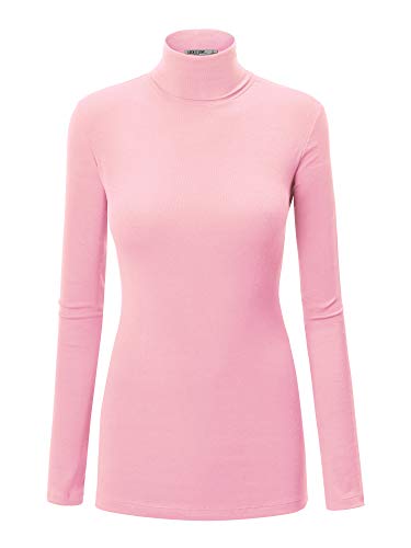Image of Lock and Love Women's Turtleneck Top Lightweight Long Sleeve Slim Fit Pullover, Soft Rayon Stretch Layering Basic, S-3XL
