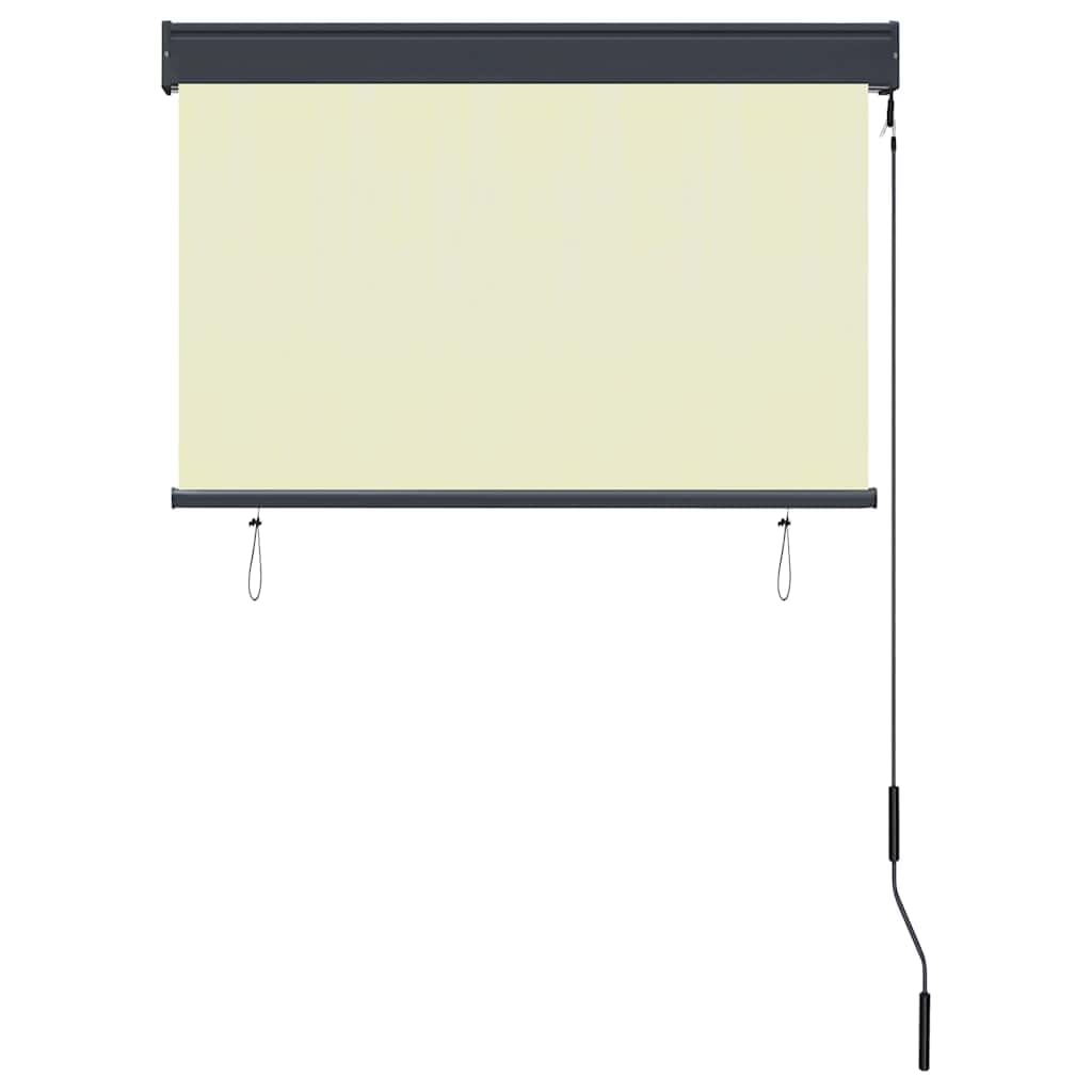 Store Roulant Extérieur 100 x 250 cm, Volet Vertical Manuel à Manivelle pour Balcon, Terrasse et Jardin, Rideau Intimité en Tissu Polyester Crème, Fixation au Plafond
