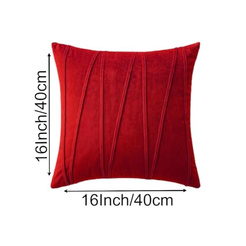 Image of Amazon Brand - Umi Decorative Striped Throw Pillow Covers 16 X 16 Inch,Soft Solid Velvet Pillow Covers Cushion Case with Zigzag Pattern for Sofa Bedroom 40 X 40 Cm (Pack of 2) Red