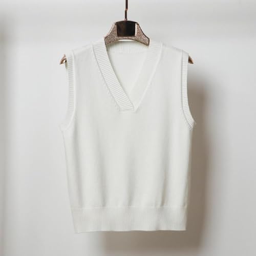 Damen V-Ausschnitt Stricken Weste Pullunder Ärmellos Strick Casual Pullunder Strickweste Geometrie Einfarbig Casual Strick Tank Top Business Sweater Freizeit Ärmelloser Pullunder Damen Herbst Winter