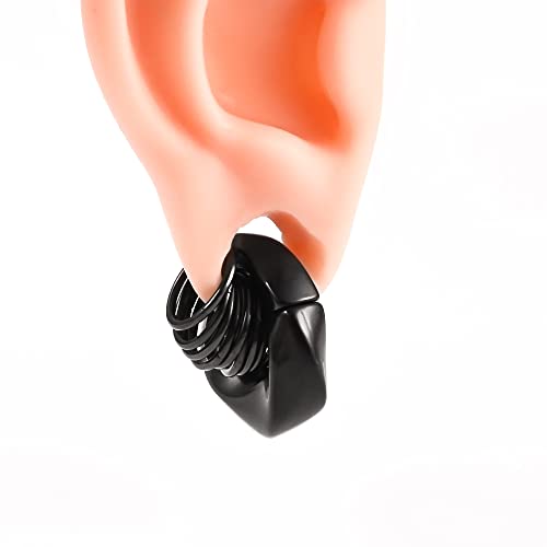 Doearko 10 Pcs Ear Gauges Ear Rings Hypoallergenic 316L Stainless Steel 2G 0G Plugs For Ears Body Piercing Jewelry (1.2 * 10Mm 10 Pcs, Black Basic) #TOP3