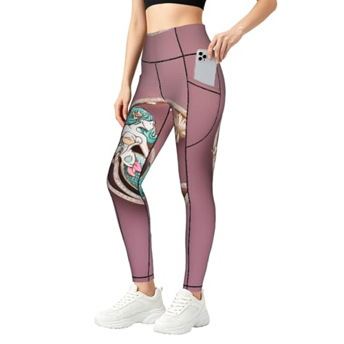 Leggings con estampado de sirena que no se bajan con prácticos bolsillos laterales
