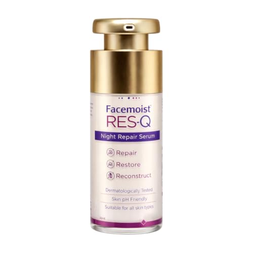 Image of NEW Face-moist RES-Q Night Repair Serum | Overnight Skin Repair, Restore & Reconstruct Formula | Dermatologically Tested, Skin pH Friendly Serum | Suitable for All Skin Types | 30 ml
