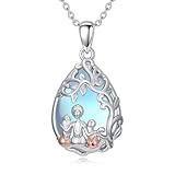 HARMONY BOLA Collar para madre e hija, plata de ley 925, piedra lunar, colgante de gota para cumpleaños o Navidad, para mujeres, esposas y abuelas