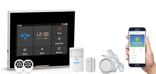 ITALIAN ALARM - Antifurto Senza Fili, Allarme Casa Senza Fili WiFi, Antifurto Casa Wireless con Sensori Allarme Porte e Finestre. Supporta SIM GSM 4G e APP Smart. Mod. MICRO TOUCH, Assistenza ITALIA