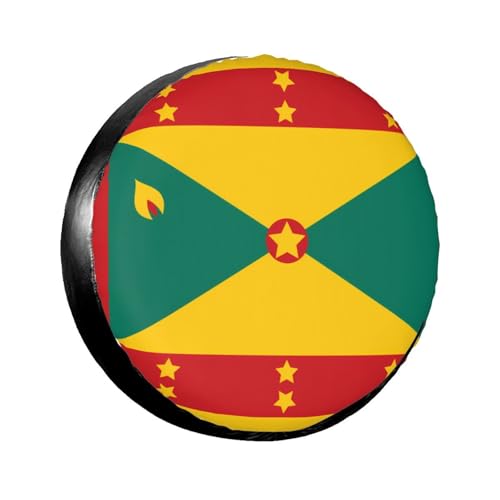 17 inch Flag of Grenada Print Spare Tire Cover - Universal Wheel Tire Cover Waterproof Sun Protection, for Jeep Truck