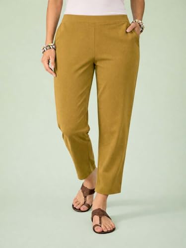 Image of KOTTY Women's Solid Straight Fit Ankle-Length Pants with Elastic Waist and Comfortable Stretch Fabric