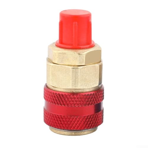 R134a Coupleur à connexion rapide QC-12 pour chargement automatique du liquide de refroidissement AC, interface adaptateur en métal robuste étanche (rouge)
