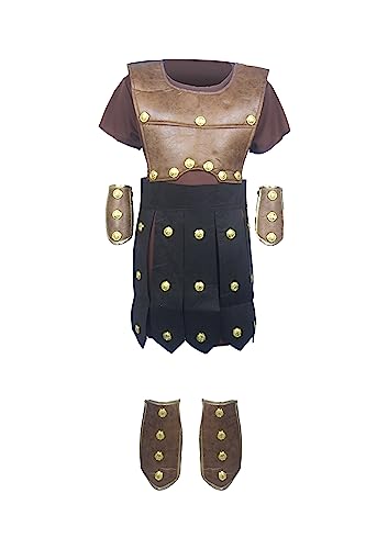 HENBRANDT Costume deluxe da soldato romano, per bambini, da gladiatore centurione, per la scuola e la storia, per bambini, età 10-12 anni