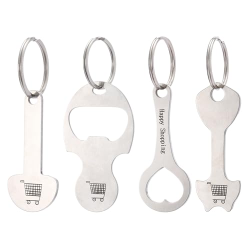 Jetons de caddie en acier inoxydable durables avec clip clés