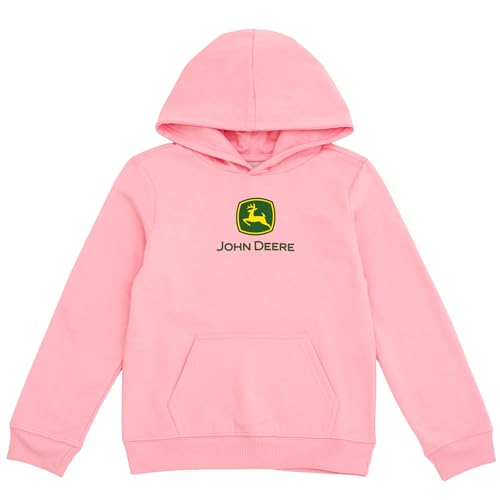 John Deere Logo Womens Fleece Pullover Hoodie Pink Large
