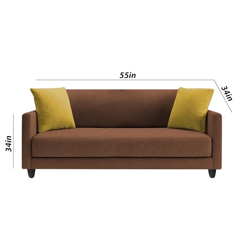 Image of Casaliving Dominic 2 Seater Sofa Set for Living Room (Brown Fabric Sofa) Premium Fabric Sofa
