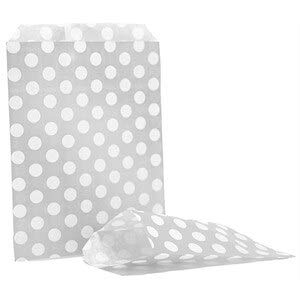 Truly Sweet Candy 50 Kraft Paper Bags - 5" x 7" (29 Styles), Sweet/Gift/Counter & Food Bags (Silver/Grey Polka Dot) — image 1
