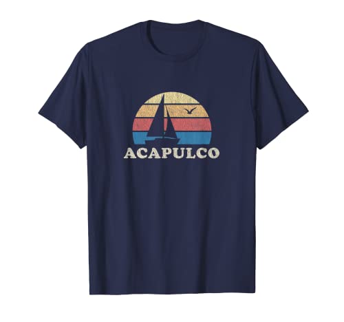 T-Shirt Acapulco vintage barca a vela anni '70 Throwback Sunset Tee Maglietta