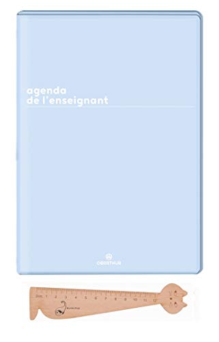 Lot Agenda de L'enseignant 2019-2020 Boreal d'Oberthur 1 Semaine par page Bleu + 1 Règle Marque-page en bois Blumie