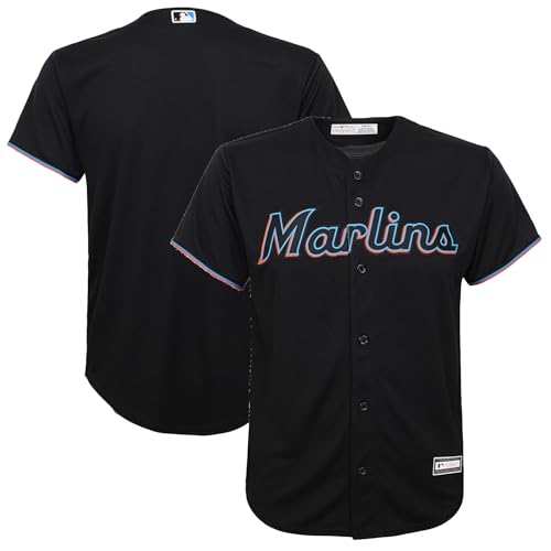 Outerstuff Miami Marlins MLB Kids Youth 8-20 Alternate Team Jersey (US, Numeric, Size: 14-16, Regular, Black)