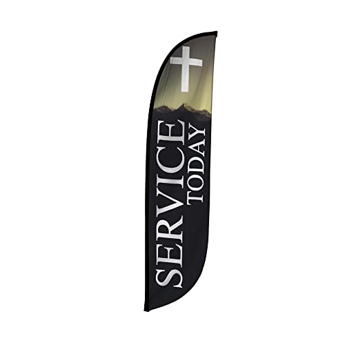 Drapeaux en plumes Service Today avec motif église géant 30m