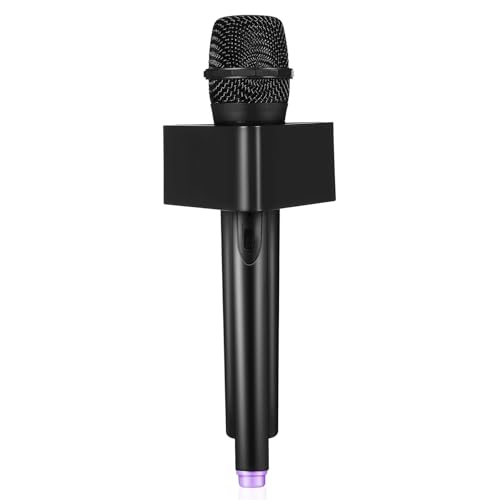 ifundom Microphone Factice Garçon et Filles en Plastique Léger Violet avec Drapeau Noir Accessoire de Microphone de Costume pour Karaoké et Jeu de Rôle pour Fête et Spectacle