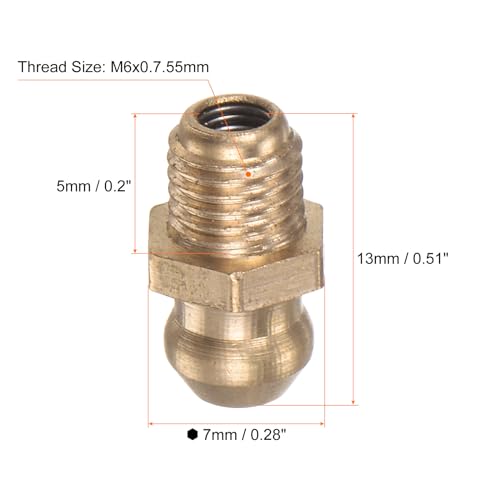 Image of HARFINGTON 15pcs Brass Straight Grease Fitting M6x0.75mm Metric Thread Hydraulic Grease Nipple Accessories for Car