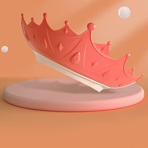 Image of Adjustable Toddler Hair Washing Shield,Baby Shower Cap for Kids,Shower Hat for Kids,Cute Crown Shape Silicone Baby Shower Visor Shampoo Cap for Eye and Ear Protection (red)