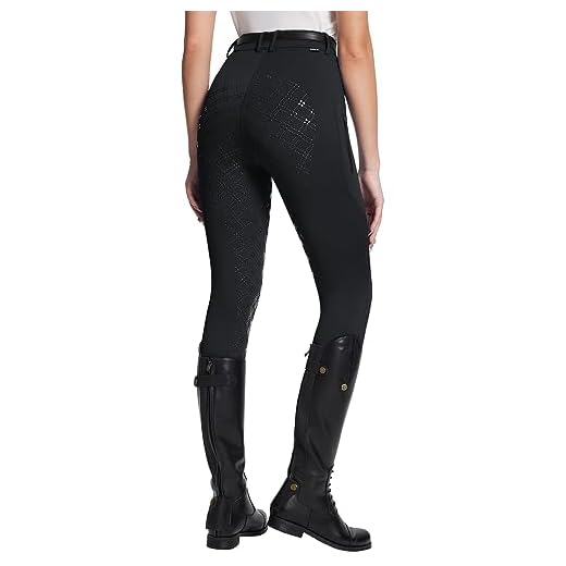 BALEAF Pantalones de equitación para mujer, mallas de equitación, de silicona, con bolsillo con cremallera, pantalones deportivos, Negro , L