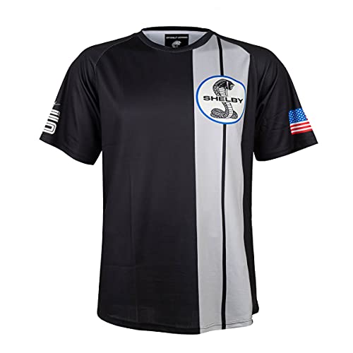 Shelby American Black Two Stripe Short Sleeve Tee T-Shirt | Performance, Quick Dry, Moisture Wicking | Officially Licensed2