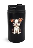 boston terrier, tazza da viaggio con cucciolo di cane, tazza da viaggio, tazza da caffè isolata, tazza portatile