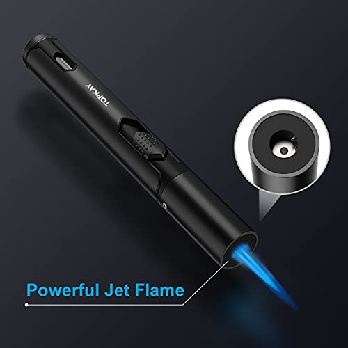Torch Lighters, 2 Pack, Butane Lighters, Adjustable Jet Flame Torch Lighters, Windproof Butane Refillable Gas Torch Lighter Long Lighter For Candle, Grill, Bbq, Fireworks(Butane Not Included) (Black) #TOP3