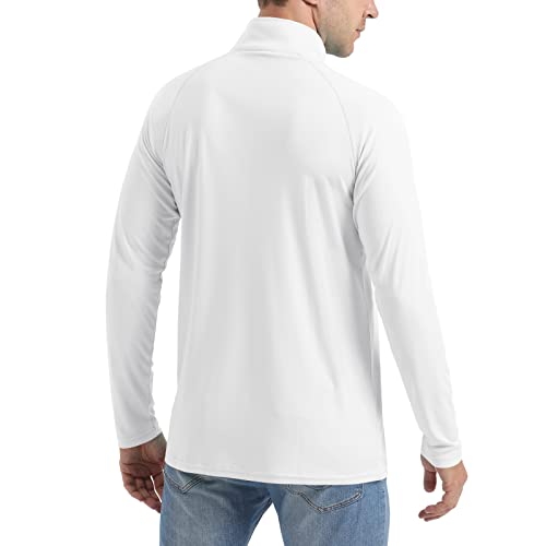 Crysully Men's Golf Shirts Sports Polo Shirts Athletic Jersey Shirts 1/4-Zip Pullover White #TOP2