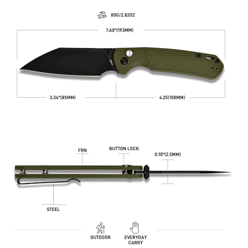 Image of CJRB Pyrite-Light Folding Pocket Knife, 3.34'' AR-RPM9 Steel Blade, Green