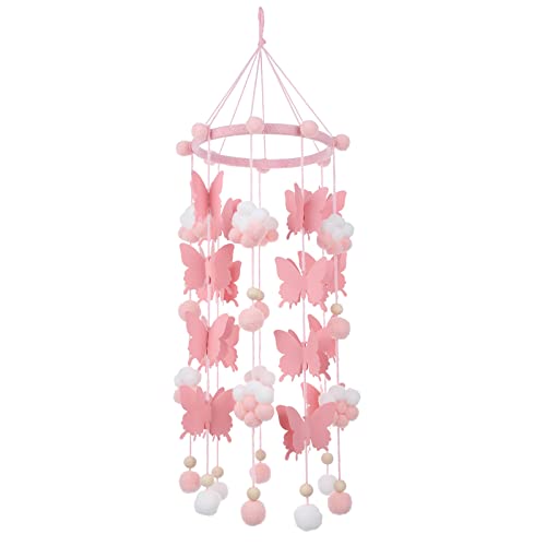 Image of Toyvian Baby Crib Mobile Felt Plush Ball Butterflies Wall Pendant Hanging Ornament for Nursery Kids Bed Room Decoration Newborn Gifts