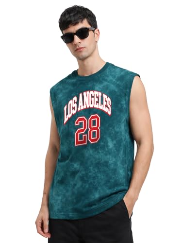 Image of Veirdo Pure Cotton Scoop Neck Acid Wash Oversize Sleeveless Vest for Men & Boys (S to 2XL)