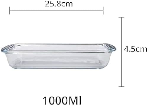 Image of Borosilicate Glass Baking Tray for Kitchen, 1000 ml, Rectangle, Transparent, Oven & Microwave Safe, Dishwasher and Freezer Safe