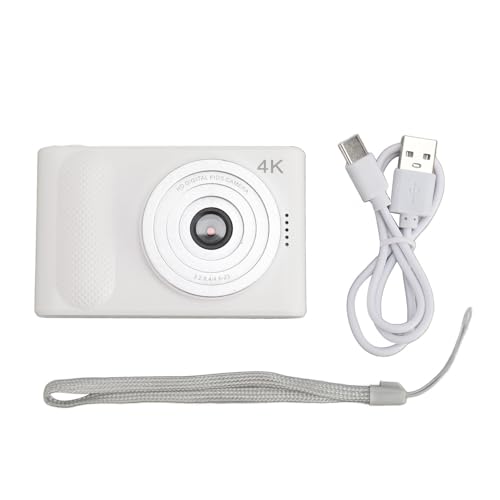 Cámara Digital 4K 48MP HD, cámara Micro SLR portátil, Enfoque automático con Zoom Digital 16X con Pantalla TFT de 2,4 Pulgadas, cámara de fotografía de Viaje compacta para (White)