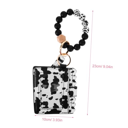 SAFIGLE Wristlet Wallet for Women Cow Pattern Beaded Clutch Fashionable Women's Card Holder Compact Purse2