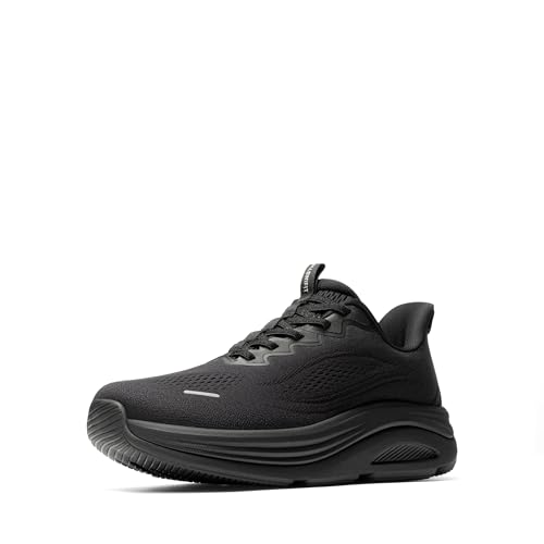 ALLSWIFIT Mens Slip On Wide Toe Box Walking Shoes Hands-Free Barefoot Cushion Running Tennis Arch Support Gym Workout Athletic Fashion Sneakers StediCloud Size 12 All Black SARS26002M