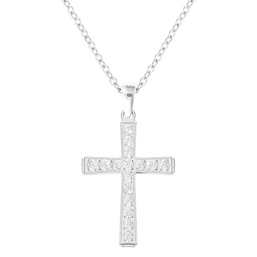 Gold Cross Necklace for Women Diamond Necklace for Women Sparkling Cubic Zirconia Pendant 18K Gold Plated Cross Pendant Religious Jewelry with Diamond Birthday Gift Christian Gifts for Her