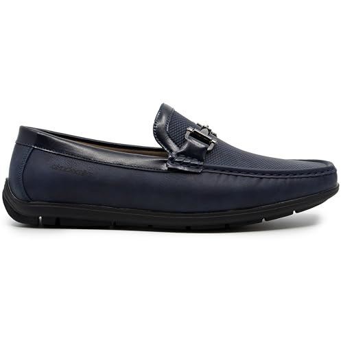 AKADEMIKS Men's Textured Slip On Driving Loafers Memory Foam Casual Dress Shoes2