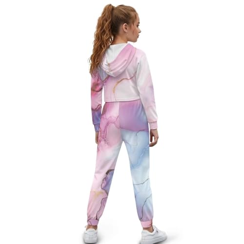 ZFRXIGN Cute Hoodie 2 Piece Outfit for Girls 4-13 Years Crop Hoodie and Jogger Sweatpants for Sportswear4