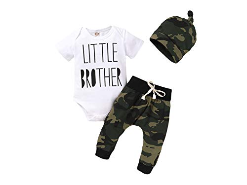 Image of Newborn Baby Boy Clothes New to The Crew Letter Print Romper+Long Pants+Hat 3PCS Outfits Set
