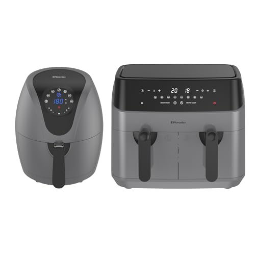 Emtronics Kitchen Set - Dual Drawer 9L & Manual Single 4.5L Air Fryer - Grey