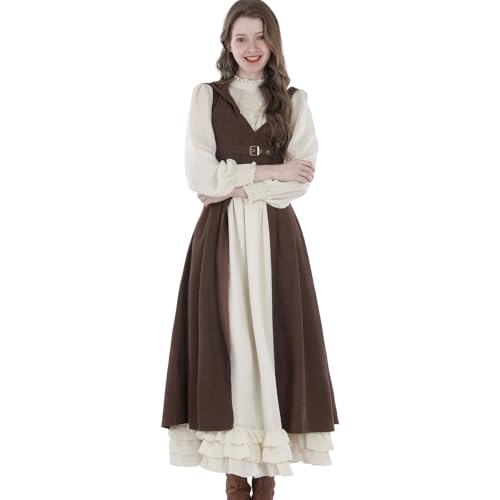 Robe victorienne pour femme vintage longue ensemble deux pièces