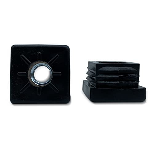 DOJA INDUSTRIAL | Bouchon Fileté Carré | Embout pour Tube Carré 30 x 30mm | Epaisseur 1,5-2mm | Pack 4 | en Polyamide | pour Portail Aluminium Battant, Embout de...