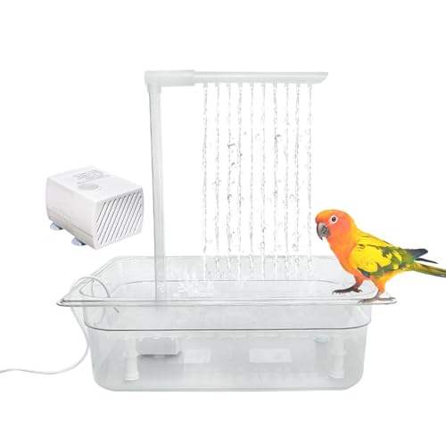 自動オウムバス、オウムオートマチックバスタブ | 屋内パラキートバス - ポンプ付きのパラキートシャワーの噴水、アフリカの灰色のための屋内循環水浴槽、コカチエル