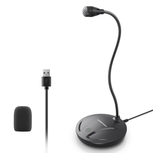 CMOCIIY Instrument Microphone for Singing, Podcasting, Voice Video Recording, Plug & Play USB Desktop Microphone for PC with Mute Button & LED Indicator, Compatible with Windows/Mac