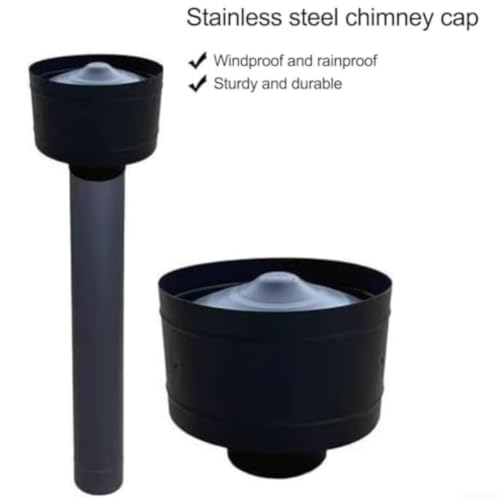 Chapeau de cheminée en acier inoxydable noir avec grille d'aération
