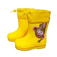 ENEN Rain Boots for Kids Girls and Boy, Rain Boots Toddler 1-9yrs Unisex Children Wellies Waterproof Non-Slip Rubber Gripped Sole for Spring Summer School Outdoors - Cartoon (Monkey,12.5)