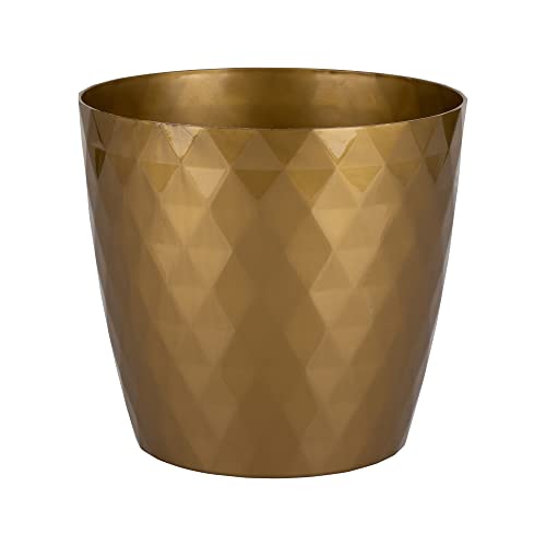Home Garden Ornaments Gold Plant Pots Indoor 18cm Diameter – Round Plant Pot with Glossy Crystal Surface – Decorative Flower Pot – Plastic Flower Pots Outside (Ø18cm, Gold Crystal)